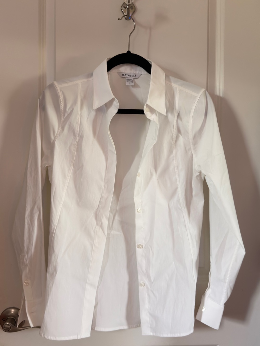 Athleta White Button-Down Women's Shirt